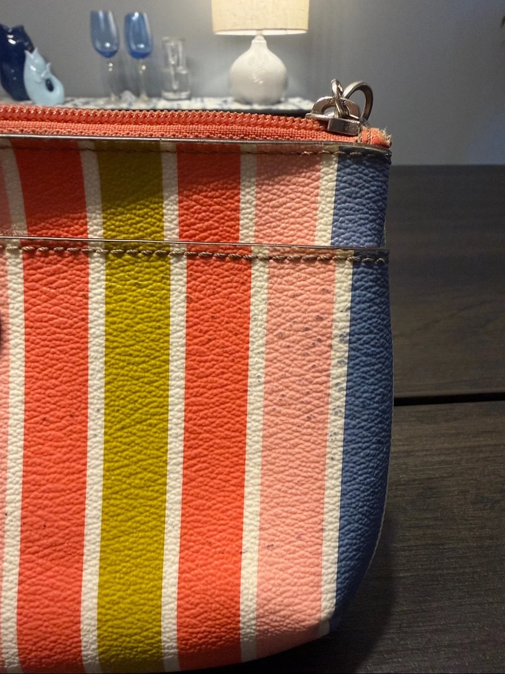 Coach Peyton Rainbow Multi Stripe Medium Wristlet F51319
